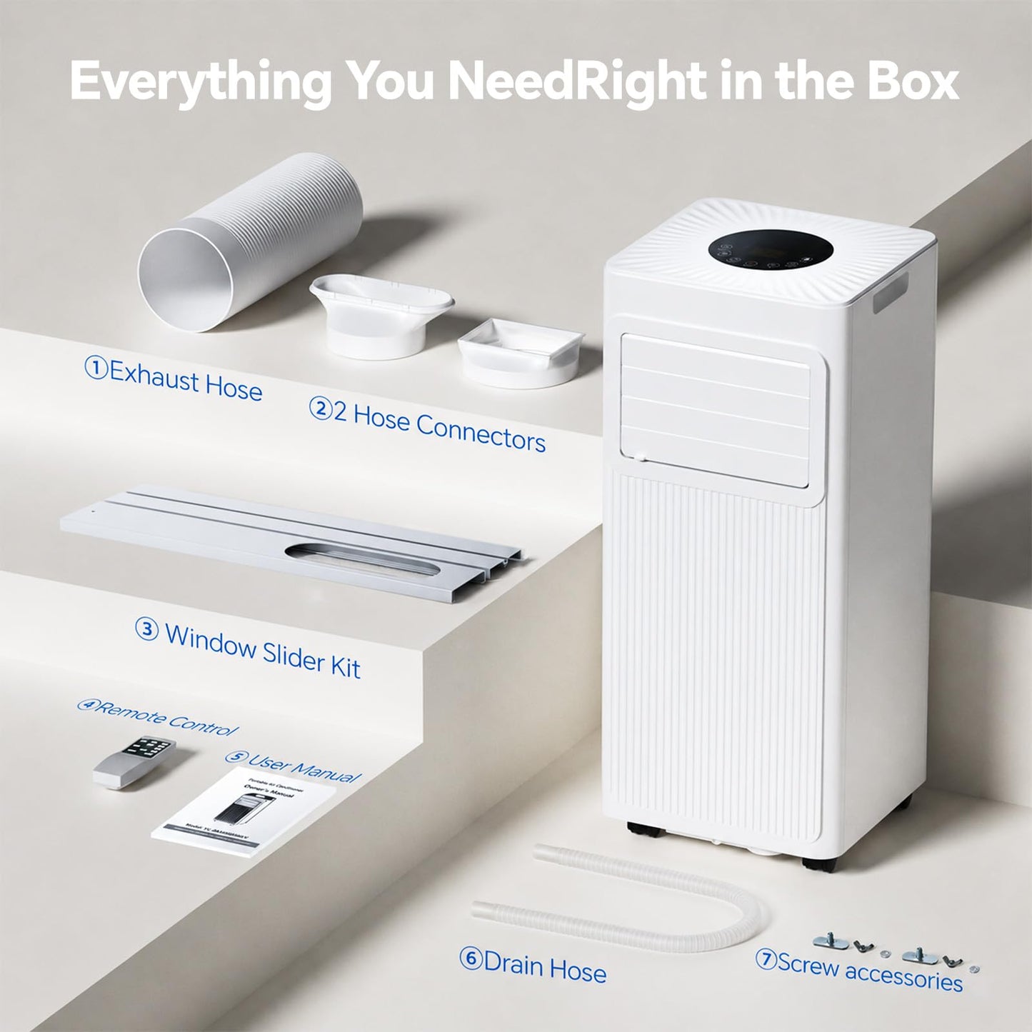 Portable Air Conditioner, 16000 BTU 5-in-1 Air Conditioner Portable with Smart WiFi & Remote, Cools Up to 850 Sq.Ft, Portable AC Unit with Cool, Fan, Dehumidifier, Sleep, 24H Timer, Installation Kit