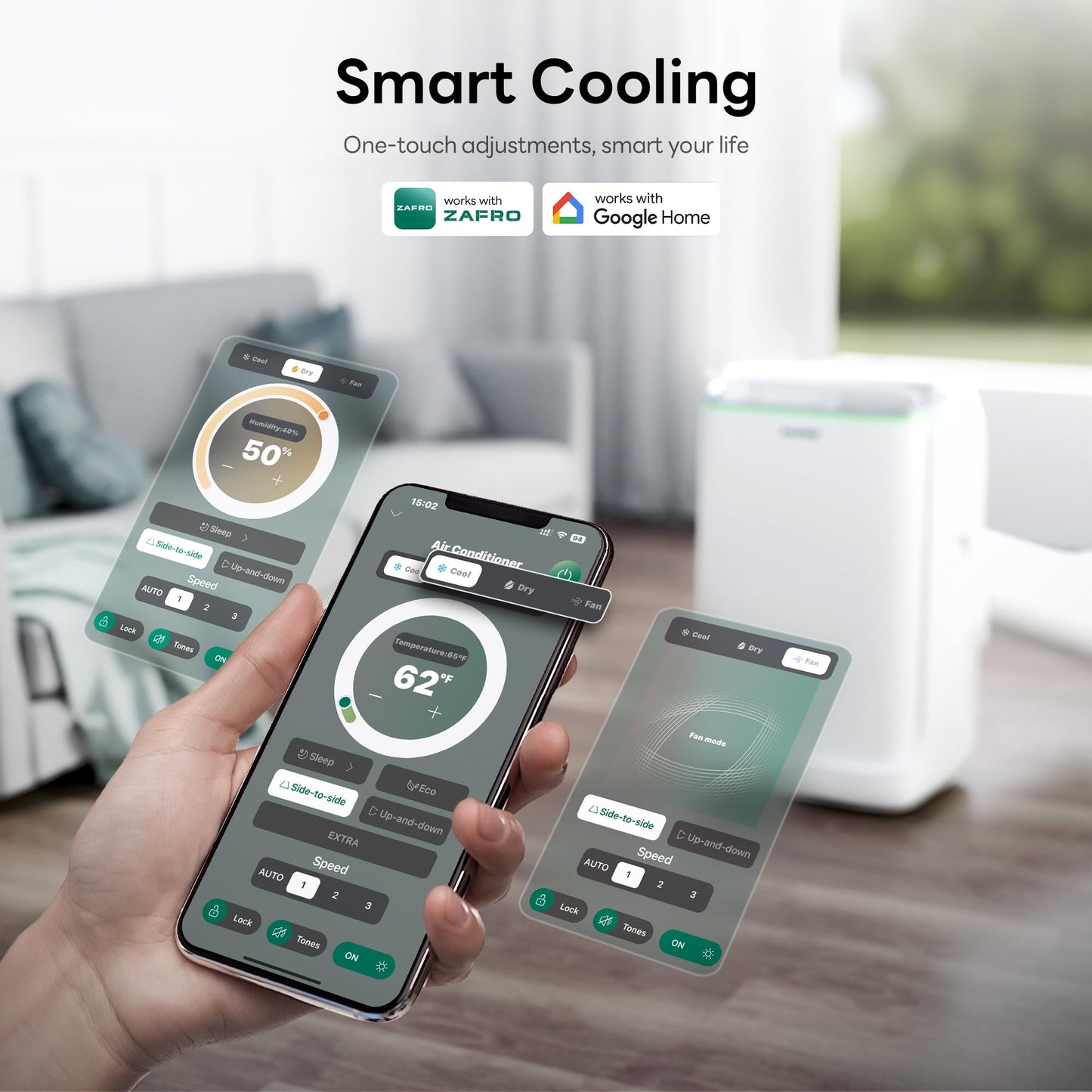 Smart Inverter Portable Air Conditioners, 16000 BTU (12000 BTU SACC) Dual Hose Portable AC Unit with Energy Saving/Ultra Quiet(42dB)/Drainage-free Cooling/APP/Remote for Multi-Scenario Use