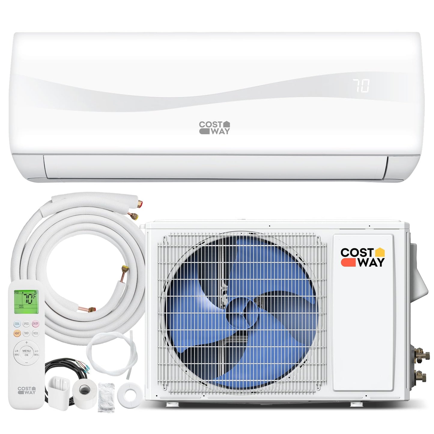 17 SEER2 12000 BTU 208-230V Mini Split Air Conditioner & Heat Pump System, Features R32 refrigerant,Works with Remote control,Complete installation kit,for Rooms up to 750 Sq.Ft