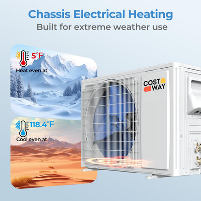17 SEER2 12000 BTU 208-230V Mini Split Air Conditioner & Heat Pump System, Features R32 refrigerant,Works with Remote control,Complete installation kit,for Rooms up to 750 Sq.Ft