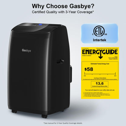 Dual Hose Portable Air Conditioner, [2026 Upgraded] Full DC Inverter Compressor, Energy-Saving 13.6 CEER, Low Noise (45dB), Cools Room up to 500 Sq.Ft., Backlit Remote Control, 14,000BTU, Black