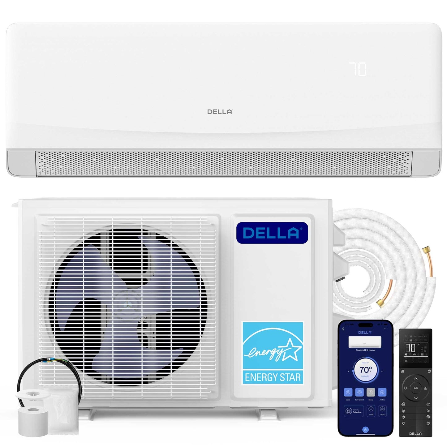Serena CloudAir Series 12000 BTU Mini Split AC with Soft Airflow, Energy Star 22 SEER2 115V, 1 Ton Inverter Heat Pump Ductless AC for up to 550 Sq.Ft, WiFi & Alexa, Pre-Charged, 16.4ft Kit